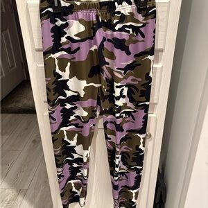 Women’s Camouflage Leggings - Purple and Green